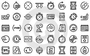 Duration icons set outline vector. Future past