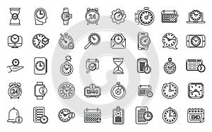 Duration icons set outline vector. Future time