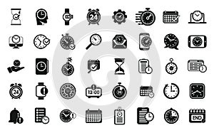 Duration icons set simple vector. Future time