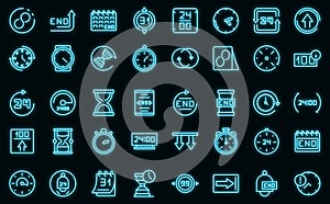 Duration icons set vector neon