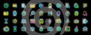 Duration icons set vector neon