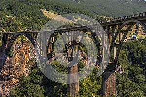 Durdevica Tara Bridge located at the crossroads between Mojkovac, Zabljak and Pljevlja, Tara Canyon, Montenegro