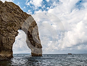 Durdle Door on a cloudy day