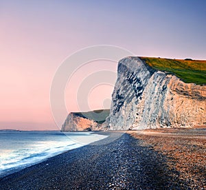 Durdle Door Coastline Sunset Sea Scenic Nature Concept