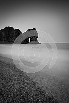 Durdle Door in Dorset in monochrome