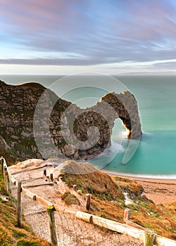 Durdle Door in Dorset winter morning