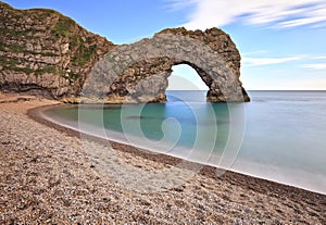 Durdle Door - the empty shingle beach at Durdle Door on the Jurassic Coast of Dorset