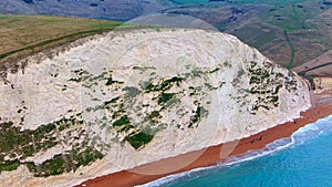 Durdle Door at the Jurassic coast in England - aerial view