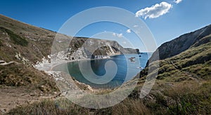 Durdle door and man of war cove Dorset coastline and lulworth