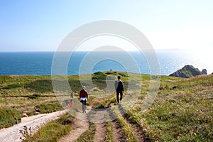 Durdle Door, one of the Jurassic Coast`s most iconic landscapes during summer season