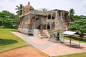 Durga or Mahishasurmardini shrine, Brihadisvara Temple complex, Gangaikondacholapuram, Tamil Nadu, View from East. Ruins of mandap