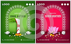 durga puja social media post banner design for maha saptami and durga ashtami