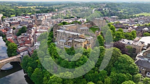 Durham Castle aerial view, Durham, England, UK