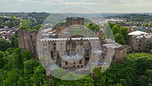 Durham Castle aerial view, Durham, England, UK