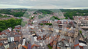 Durham Castle aerial view, Durham, England, UK
