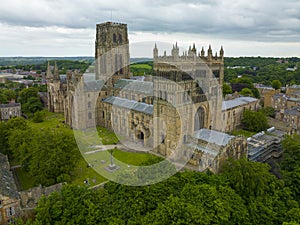 Durham Cathedral aerial view, Durham, UK