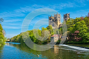 Durham Cathedral and River Wear in Spring in Durham, England