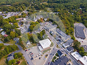 Durham historic town center aerial view, New Hampshire, USA