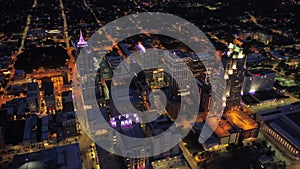 Durham at Night, Aerial View, Downtown, North Carolina, City Lights