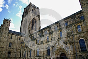 External view of Durham Cathedral, started in 1093. Durham, UK, August 26, 2010.