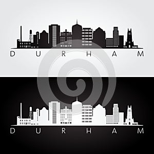 Durham usa skyline and landmarks silhouette