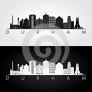 Durham usa skyline and landmarks silhouette photo