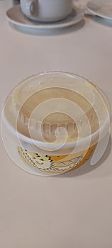 Durian dessert on the plastic bowl