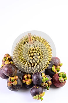 Durian fruit basket on white background