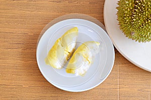 Durian meat in white dish