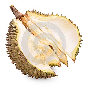 Durian peeled isolated on white background