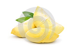 Durian pulps on white background