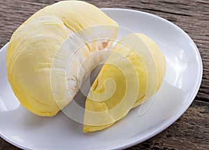 Durian ripe in a dish,Durian is tropical fruit.