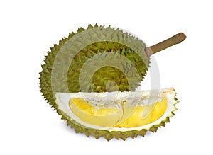 durian tropical fruit isolated on white