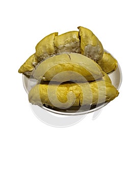 Durio or durian, fruit when peeled off is yellow, soft, sweet and delicious.