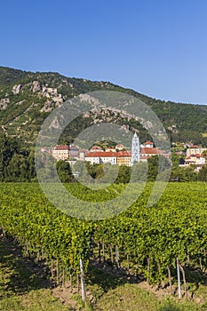 Durnstein with castle ruins in Wachau region, Unesco site, Lower Austria, Austria