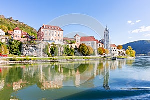 Durnstein town in Wachau valley in autumn, Austria