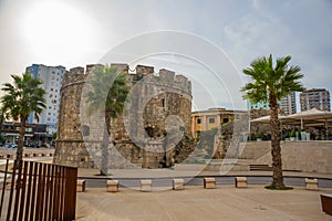 DURRES, ALBANIA: View of the ancient Venetian Tower in the historical center of Durres.