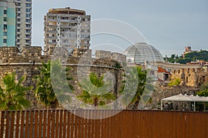 DURRES, ALBANIA: View of the ancient Venetian Tower in the historical center of Durres.