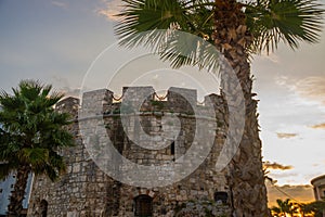 DURRES, ALBANIA: View of the ancient Venetian Tower in the historical center of Durres.