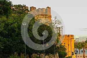 DURRES, ALBANIA: View of the fortress walls in the historical center of Durres.