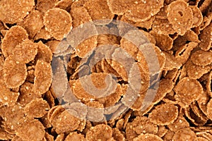 Durum wheat flakes, quick breakfast, top view, close-up.