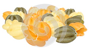 Durum wheat pasta, with spinach, with tomato.