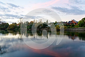 Dusk along the Waikato River in Hamilton, New Zealand