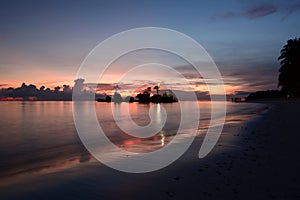 Dusk colours at Willy rock. White Beach. Boracay island. Western Visayas. Philippines