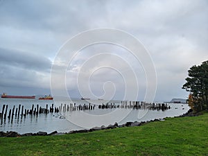 Dusk on the Columbia Cargo Ships