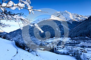 Dusk coming to the mountain village