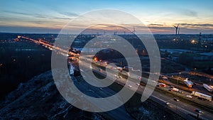 Dusk Dynamics: Traffic Flow and Wind Turbines on E19