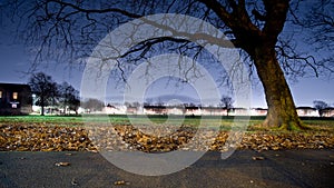 Dusk falls over the suburbs of Manchester Lancashire UK