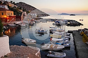 Dusk in Hydra island