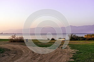 Dusk at lake Volvi